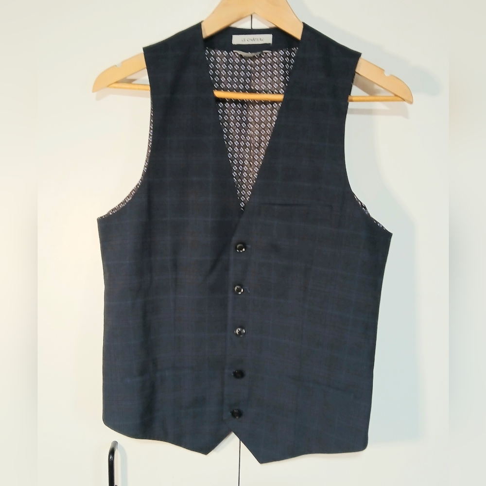 Le Château Suit Vest Men's Size XS | Navy Blue Plaid | Formal Attire
